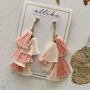 Ettika  x Revolve Pink Fringe Tassel Statement Boho Dangle Earrings Photo 0