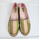 mix no. 6  Size 10 Lightweight Slip-on Comfort Shoes Green Beige Striped Canvas Photo 3