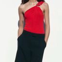 ZARA NWT  Red Cross Strap Bodysuit with Silver Ring Hardware Photo 4