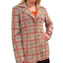 American Vintage Vintage Mod Large Wing Tip Retro Blazer Ladies SMALL Brown and Orange Plaid Photo 3