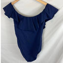 Trina Turk  Blue Off Shoulder Ruffle Bandeau One Piece Swimsuit Size 8 Photo 6