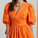 Showpo Zandra Mini Dress - Puff Sleeve Poplin Dress in Orange Photo 1