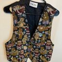 American Vintage Facets 90s Vintage Teddy Bear Tapestry Christmas Vest Size XL Photo 2