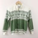 Vintage 60s 70s Nordic Fair Isle Cowichan acrylic knit cardigan sweater green M Size M Photo 0