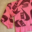 Nike  Sweatshirt Womens 2X Pink Black Crewneck Oversized Slouchy All Over Print Photo 3