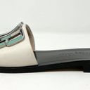 Christian Dior Dior Diorevolution Beige Leather Turquoise Stone Logo Flat Sandals Slides Photo 1