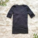 Carmen Marc Valvo  Black Ribbed Slim Half Sleeves Lace Blouse Top Small Photo 8