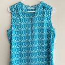 Violet+Claire Women’s Printed V-Neck Tank Top/Shell, Teal and White, Size M Photo 0