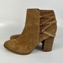 Franco Fortini Carly Brown Suede Braid Lace Back Wooden Booties Photo 2