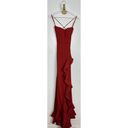 La Femme  Flutter Slit Trumpet Gown in Red Size US 00 Photo 2