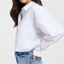 Good American  White Distressed Cropped Oxford Button-Down Shirt Photo 1
