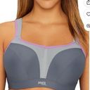 Panache  Sport Bra Gray Purple 38DD Underwire J Hook Racerback Hi Impact Photo 0