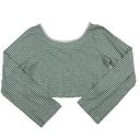 Oak + Fort  - Stripped Button Up Cropped Long Sleeve Tee in Green and White Photo 2