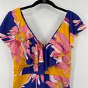 Trina Turk  Breeze Ruffle One Piece Swimsuit Retro Floral Print V Neck NEW 12 Photo 3