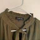 Timing  High Ruffle Neck Blouse Olive Green Photo 4