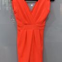 Lac Bleu  Women's Highlighter Coral Orange Midi Sleeveless Dress Sz Small Photo 1