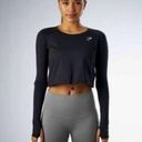 Gymshark  Drawstring Long Sleeve Elbow Key Hole Crop Top in Navy Blue Sz. Small Photo 11