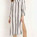 l*space L* Izzy Striped Smocked Coverup Womens Size M Off The Shoulders Side Slits Photo 0