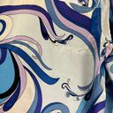 L'Agence L’Agence Dani Silk Blue Swirl Button Front Blouse Photo 8