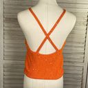 Mango  Knit Cropped Tank Top Orange/Sequin-Medium Photo 1