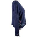 Northern Reflections  Sweater Cardigan Large Navy Pink Floral L Photo 8