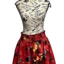 New York & Co. Red/blk  Cotton Flowing Floral Knee Length Skirt Size L Y2k Photo 0