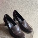 St. John’s Bay  Brown leather chunky platform heeled pumps loafers mules heels (size 6.5) Photo 3