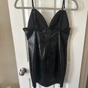 Blanc Black Faux Leather Cocktail Dress Photo 3