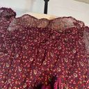 Blush Noir  Burgundy Floral Ruffle Prairie Blouse Photo 5