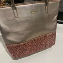 Kate Spade  Designer Greta Glittery Rose Gold zipper top tote shimmer Photo 12