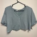 Altar'd State Blue/Green  Cropped Top Short Sleeve V-Neck X-Small Photo 0