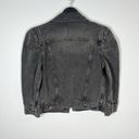 Frame NEW  Sz S Rosette Puff Sleeve Denim Jean Jacket In Ozone Gray Photo 6