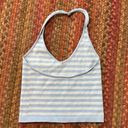 Full Tilt  BLUE STRIPE CROP HALTER SEAMLESS TOP Photo 2