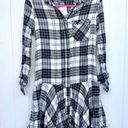 Sam Edelman  Plaid Shirt Dress Long Sleeve Size 2 Black White Photo 2