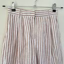 Abercrombie & Fitch Abercrombie Tailored Pleated High Rise Wide Leg Crop Stripe Trouser Tan White Photo 2