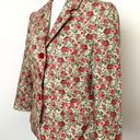 Talbots  Floral Pink Green Jacket Blazer Watercolor Rose 3/4 Sleeves Size 10 Photo 2