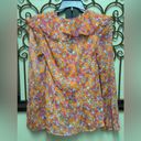 Free People  Nina long sleeve sheer chiffon floral ruffle top with raw edges Photo 6