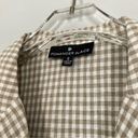 Tuckernuck  Pomander Place Top Small Linen Blend Gingham Beige Peplum Lagenlook Photo 3