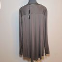 T Tahari Women’s NWT 2X olive soft long sleeved rayon top w/ satin neckline trim Photo 2