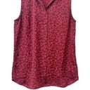 Equipment Femme Size M Red Button Down Sleeveless Blouse Floral Photo 5