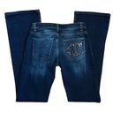 Just Cavalli  VTG Y2K Women’s Sz 24 Low Rise Logo Patch Flare Dark Wash Jeans Photo 2