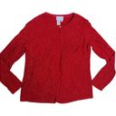 Coldwater Creek  Women's Deep Red Glittery Cardigan Size Medium Gem Button Photo 1