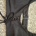 Aerie Scoop Tie Front Bikini Top Black Size Large Photo 1