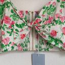 Hill House NWT  Home Puff Sleeve Floral Bow Crop Top in White/Pink Photo 4