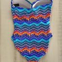 La Blanca  womens runched tummy control slimming rainbow printed one piece swim Photo 4