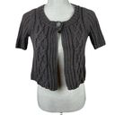 Aeropostale  Cable Knit Cropped Cardigan Womens M Brown 1-Button Short Sleeve Y2K Photo 0