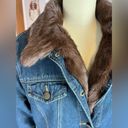 Marvin Richards  rabbit fur trim denim penny lane coat size large Photo 5