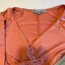 Absolutely Famous  Orange Blouse V Neck Cinched Waist Size‎ Small Photo 2