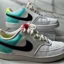 Nike  Court Vision Low Women's Basketball Sneakers White/Black-Aurora Green 9.5 Photo 0