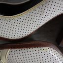 Fendi  Ivory Perforated Leather Buckle Peep Toe Wooden High Heels Photo 9